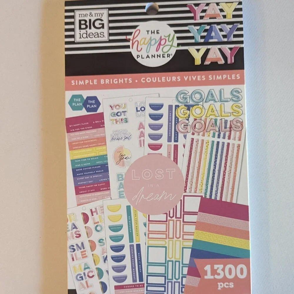 NWT 'Simple Brights' 1300 pcs Happy Planner Classic Sticker Book Colors Inspo